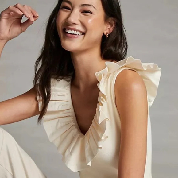 Anthropologie Maeve Tina Ruffled Tank  Small - Picture 3 of 4